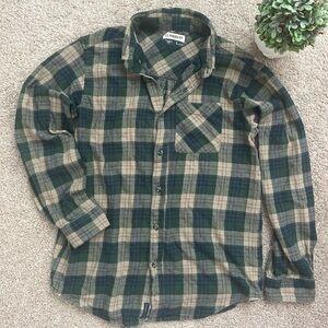 Magellan Outdoors Green and Tan Plaid Shirt